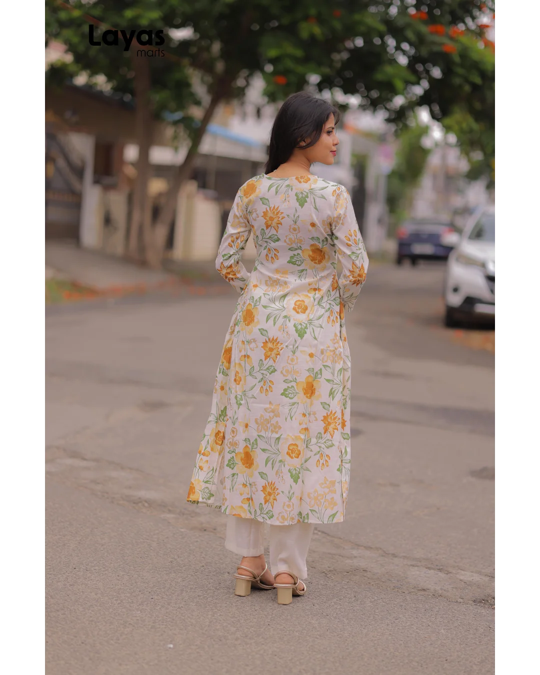 Ivory Floral Cotton Kurta Pant Set