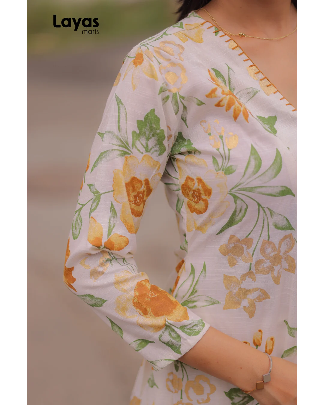 Ivory Floral Cotton Kurta Pant Set