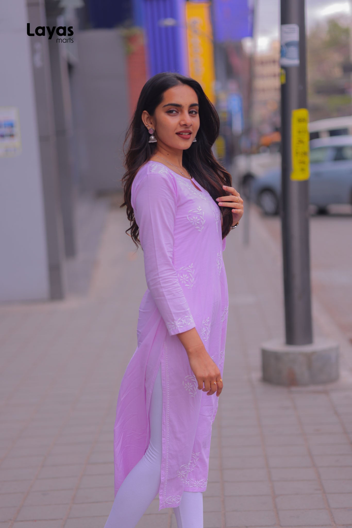 Lavender Cotton Chikankari Kurta – Hand Embroidered