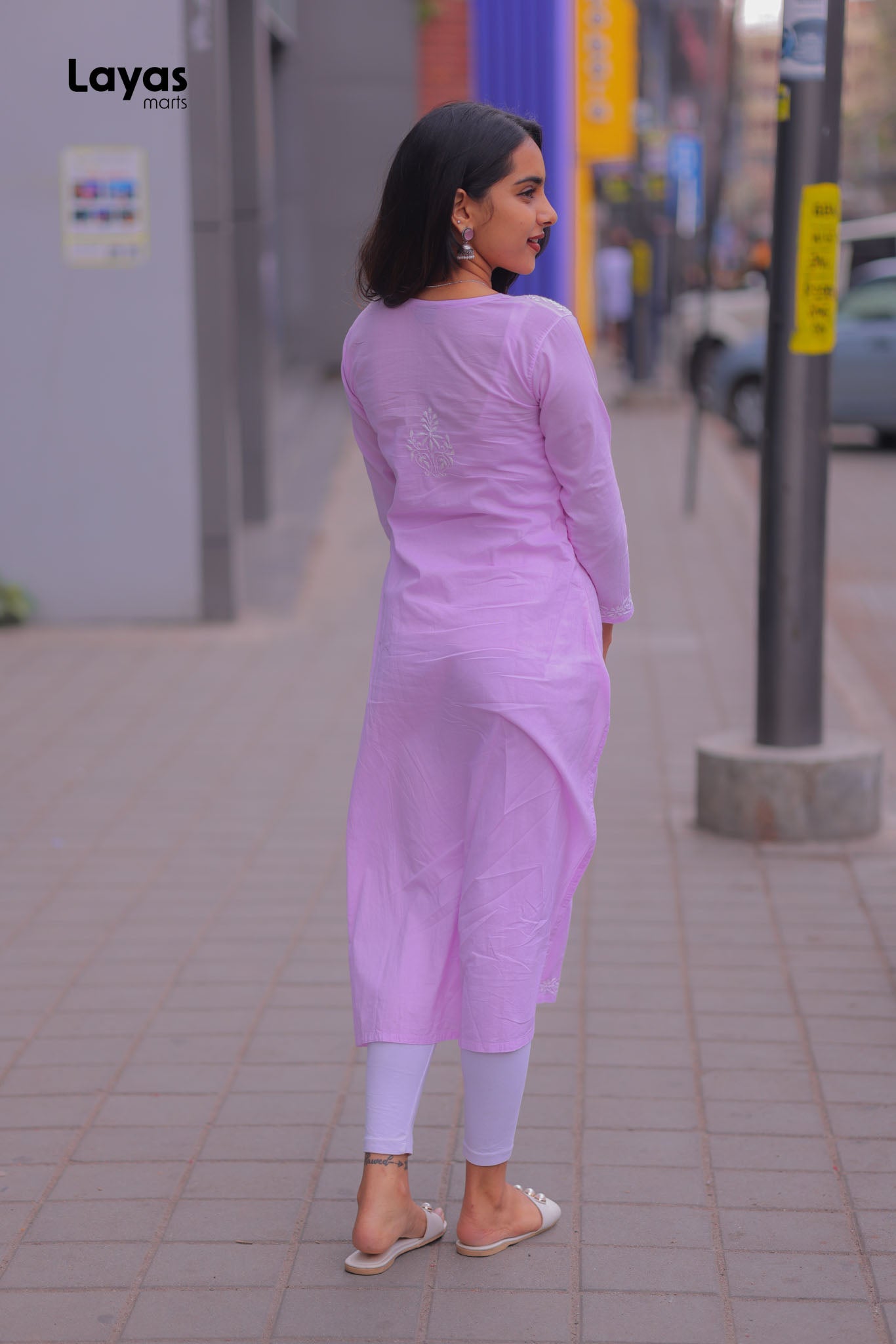 Lavender Cotton Chikankari Kurta – Hand Embroidered