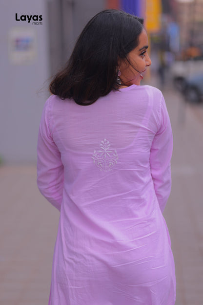 Lavender Cotton Chikankari Kurta – Hand Embroidered